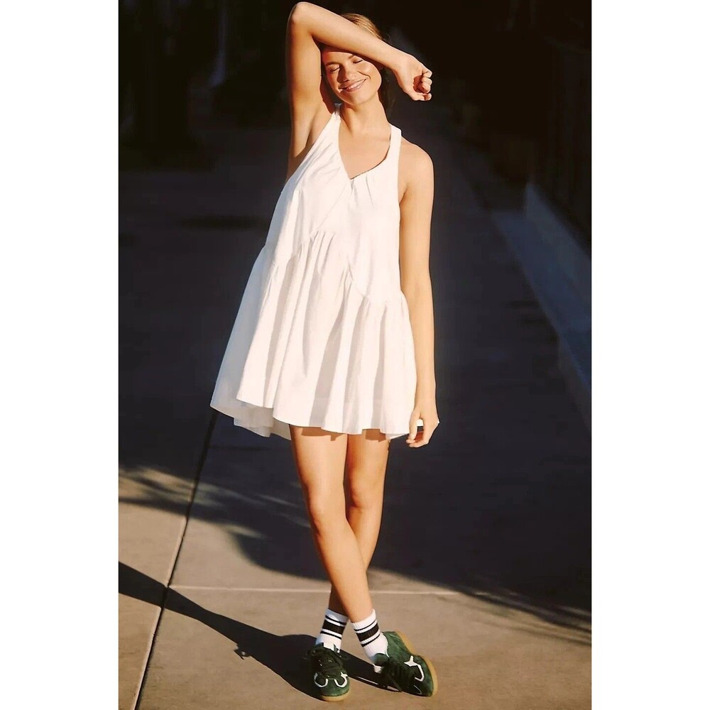 Daily Practice Anthropologie Spring Fling Racerback Mini Dress Ivory XL 280177